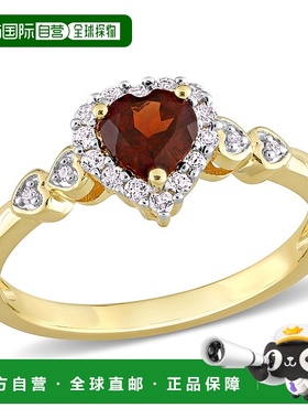 自营 mimi & max5/8 克拉 TGW 心形石榴石和钻石口音光环承诺戒指