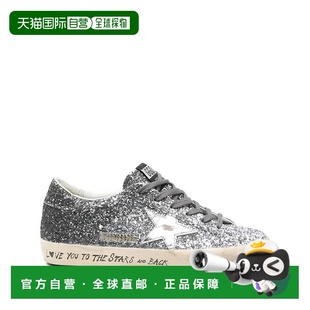 灰色 自营golden 带衬垫脚踝 银色系带运动鞋 美国奥 goose闪亮