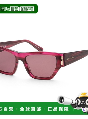 自营 Longchamp女式54毫米条纹紫色太阳镜-条纹紫色 美国奥莱直发