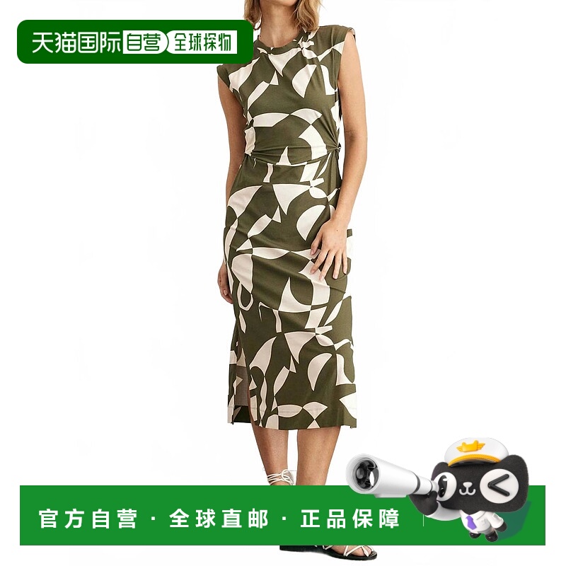 自营tanya taylor极光几何连衣裙，蕨类植物/象牙色 美国奥莱直发