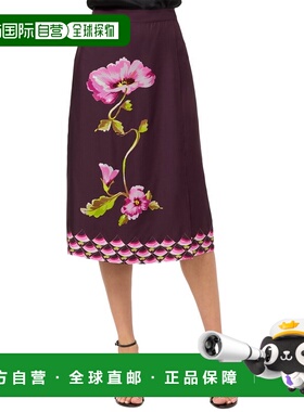 自营Johnny Was Tilli Faux Wrap Silk-Blend Midi Skirt - purpl