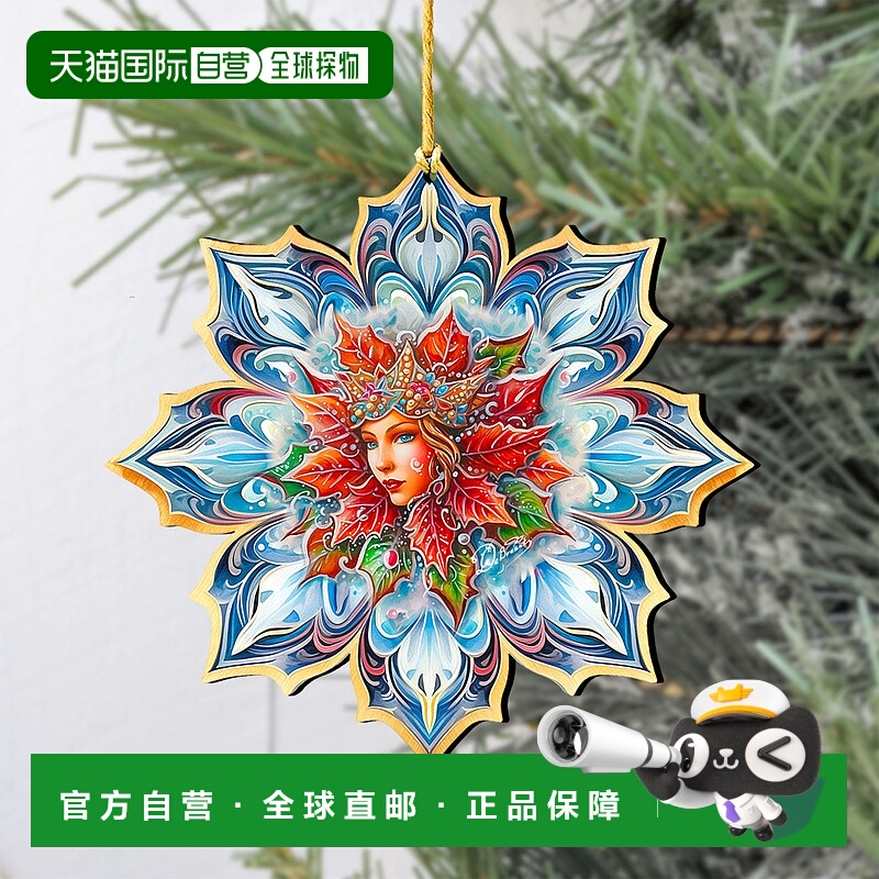 自营 2 件套 - G. Debrekht 出品的雪女王雪花木制圣诞装饰品 -
