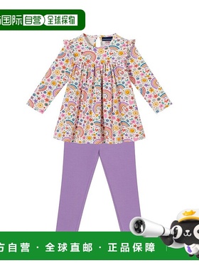 自营 Andy & Evan 彩虹印花娃娃裙和紧身裤套装 - 白色 美国奥莱