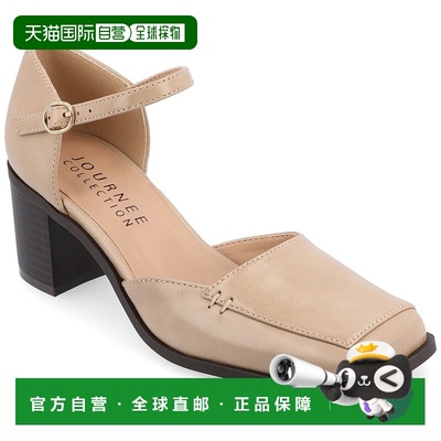 自营 journee collectionJournee女式Evangeline中宽帮高跟鞋-棕