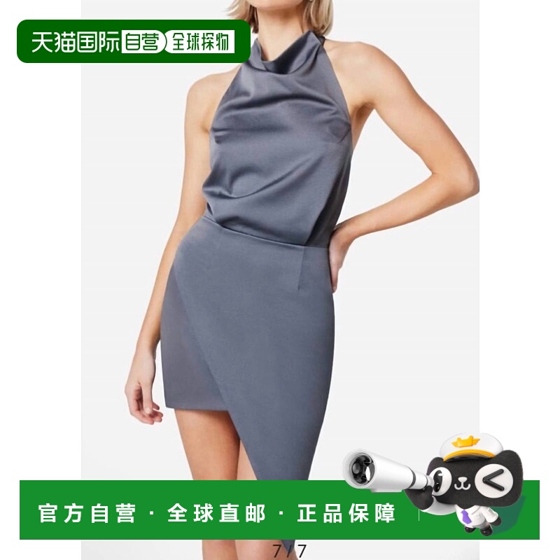 自营 elliatt深灰色-深灰色不对称缎面鸡尾酒会连衣裙 美国奥莱直