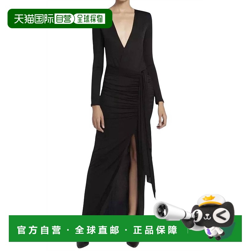 自营 alice + oliviaKyra Deep Drapey Maxi Dress In Black - bl