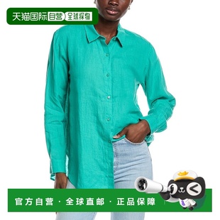 绿色 自营 领亚麻长衬衫 FISHER经典 美国奥莱直发 EILEEN