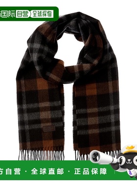 自营Hickey Freeman Exploded Plaid Cashmere Scarf - brown 美