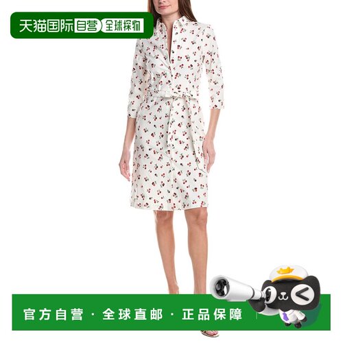 自营Renuar Woven Button Front Linen-Blend Midi Dress - white