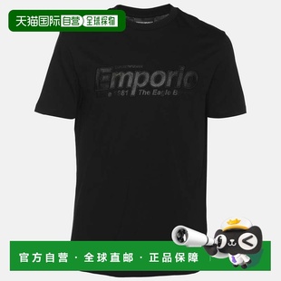 自营Emporio Armani Black Jersey Logo Embroidered T-Shirt - b