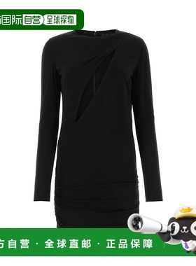 1h可退 香港直邮潮奢 Versace 范思哲 女士 黑色 Slashed 连衣裙