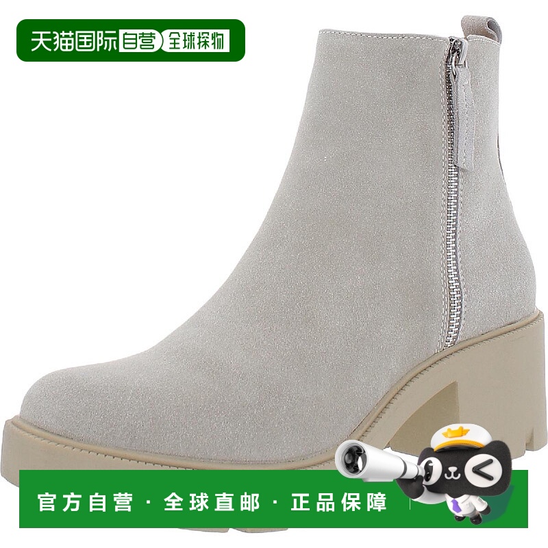 自营steve madden确信女式拉链脚踝靴-棕褐色绒面革 美国奥莱直发