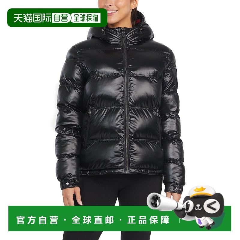 自营 Pajar 女士 Steph Channel 绗缝短款羽绒固定兜帽 - 黑色 美