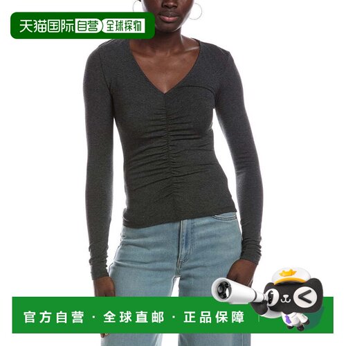 自营madewellMadewwell Slinky v领上衣-灰色 美国奥莱直发女装