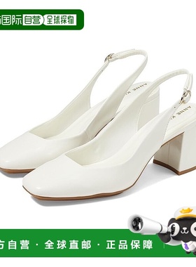 自营 Anne Klein Lizette Pump女式白色方趾块跟拖鞋VER227-白色