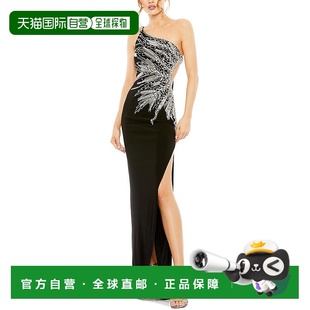 连衣裙新款 黑色 美国直发奥莱 Duggal饰单肩镂空礼服 自营Mac