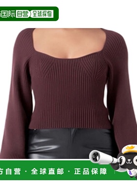 自营Endless Rose Knitted Balloon Sleeve Top - dark brown 美