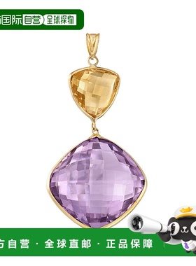 自营 Ross-Simons 14 克拉黄金紫水晶和黄水晶吊坠 - 紫色 美国奥