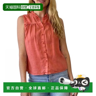 褶领纽扣衬衫 dahl红粘土色无袖 美国奥莱直发 bella 自营