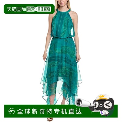 自营 Rene Ruiz雪纺衬衫鸡尾酒会连衣裙-绿色 美国奥莱直发