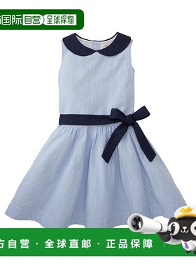 自营Hope & Henry Peter Pan Collar Seersucker Dress - blue 美
