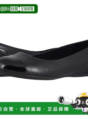 自营Women's Softwalk Sonoma Ballet Flat Black Leather Cap To