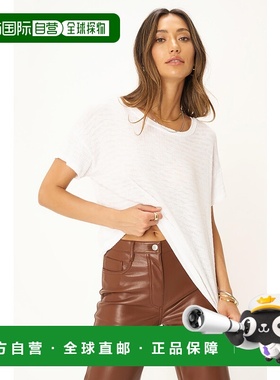 自营project social tIsadora背部系带条纹宽松T恤-白色 美国奥莱