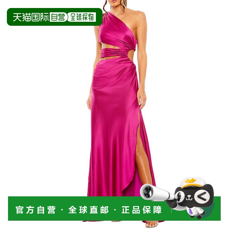 自营Mac Duggal单肩缎面礼服-粉红色 连衣裙长裙美国奥莱直发