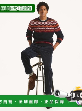 自营Nautica Mens Fair Isle Crewneck Sweater - navy seas 美国