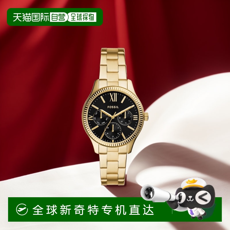 自营Fossil 女式 Rye 多功能金色合金手表 - 金色 【美国奥莱】直