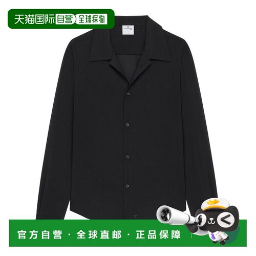 自营courregesBlack Shirt with Camp Collar - black 美国奥莱直
