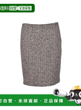 自营miu miuBoucle Skirt - Brown/Beige - grey 美国奥莱直发