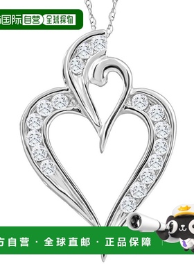 自营 pompeii310K 白金 1/2 克拉 TW 真钻石心形吊坠项链 1 英寸
