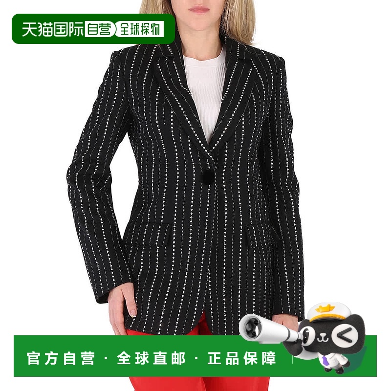 自营 Emporio Armani Rhinestone-Embellished Pinstripe Jacket,