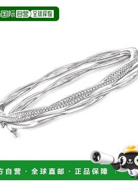 自营 Ross-Simons 钻石首饰套装：2 件纯银扭纹手镯 - 8 英寸 美