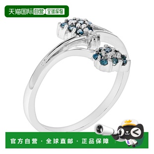 自营vir jewels1/5 克拉蓝色钻石戒指时尚圆形 10K 白金 - 白色