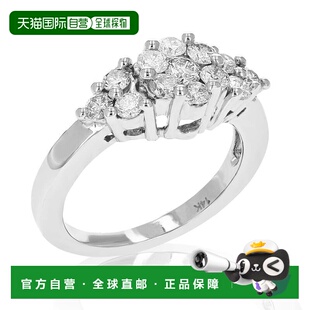 克拉 jewels1 白色 14K 白金 石钻石簇复合订婚戒指 自营vir