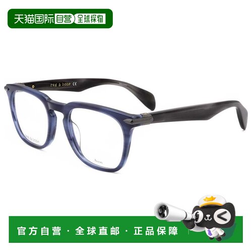 自营rag & boneRag&Bone男式49毫米蓝色哈瓦那眼镜-蓝色哈瓦那 美
