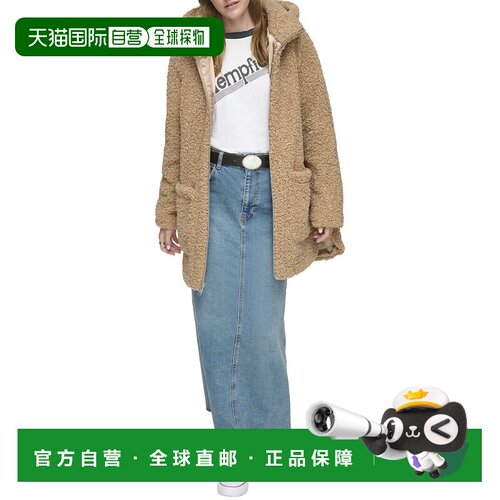 自营Andrew Marc Faux Sherpa中号羊毛大衣-棕色 美国奥莱直发