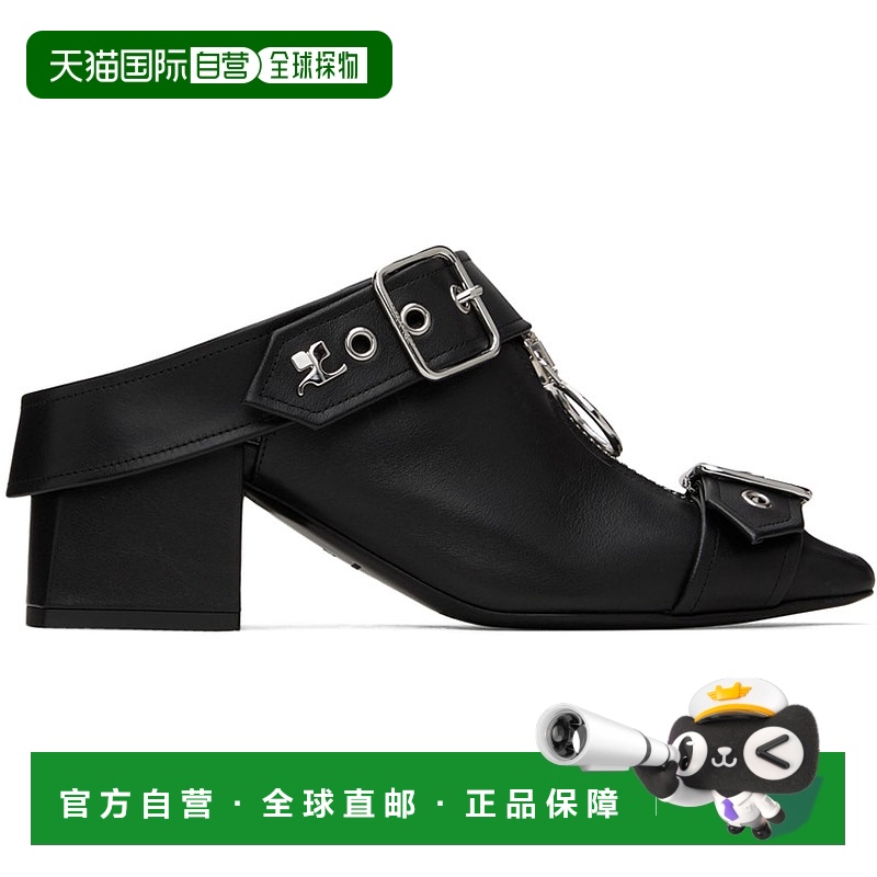 1h可退 香港直邮潮奢 Courreges 女士 黑色 Gogo 穆勒鞋 124SCS09