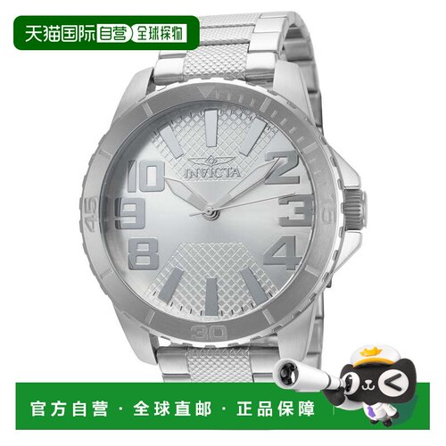 自营Invicta男式48毫米石英手表IN-48927-银色 美国奥莱直发