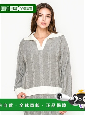 自营 yal new york灰色白领针织套头衫-灰色 美国奥莱直发开衫
