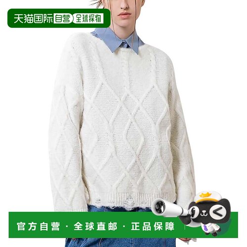 自营Moon River Destroyed Cable Sweater Size XS - white 美国