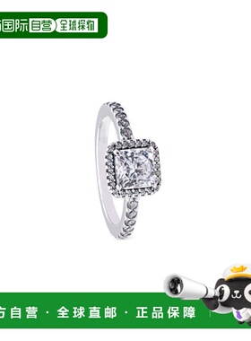 自营PANDORA Square Sparkle Halo Ring - silver 美国奥莱直发