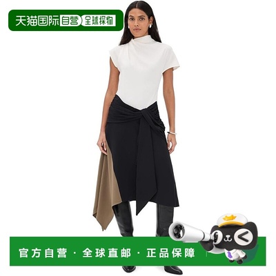 自营Staud Women's Davina Asymmetric Panelled Crepe Dress, Bl