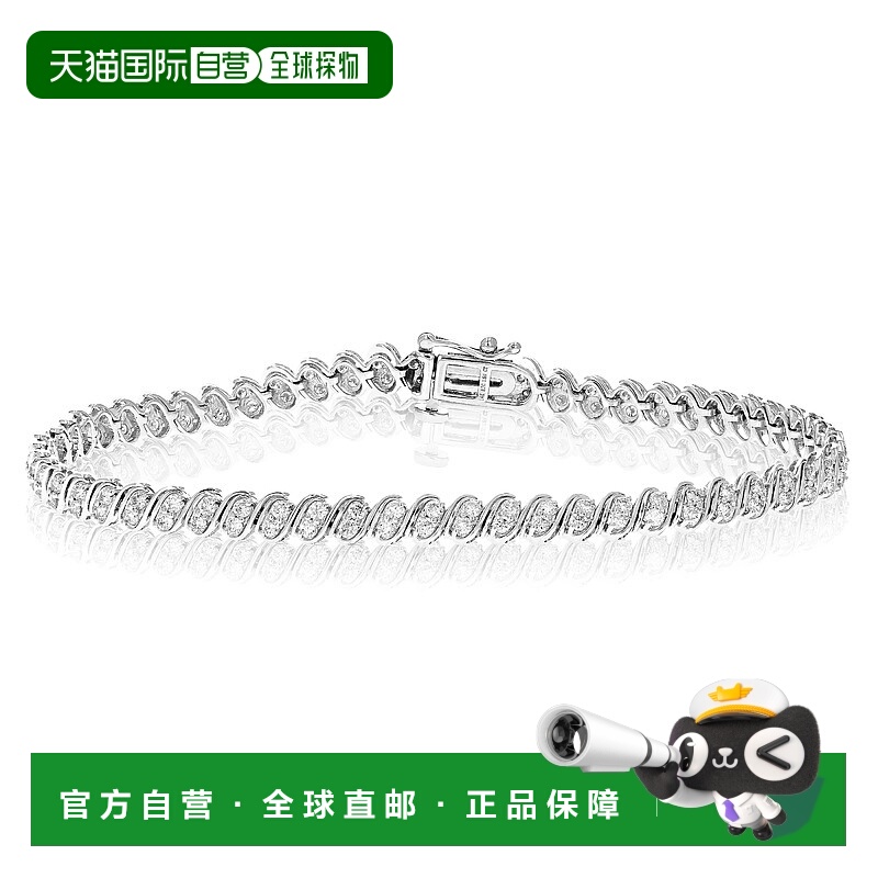 自营 vir jewels1.50 克拉女式钻石手链，14K 白金圆形天然钻石手