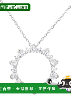 自营 Suzy Levian 纯银方晶锆石圆形吊坠 - 白色 美国奥莱直发