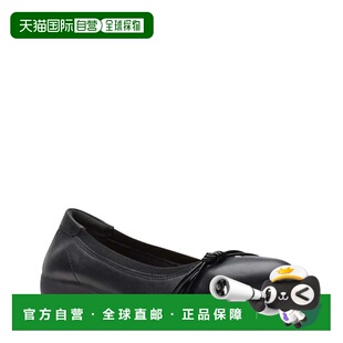 自营Clarks Meadow Rae 26174364女士黑色皮革芭蕾舞鞋HAWK1304-