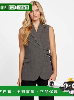 自营guessWanda Printed Blazer Vest - dark coffee multi 美国