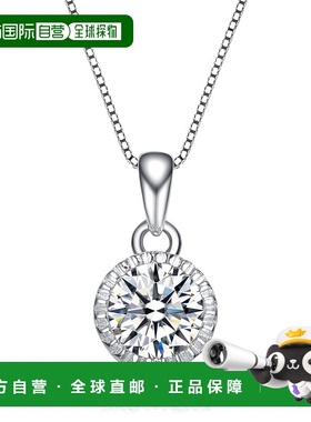 自营 genevive纯银圆形透明立方氧化锆口音吊坠项链 - 白色 美国